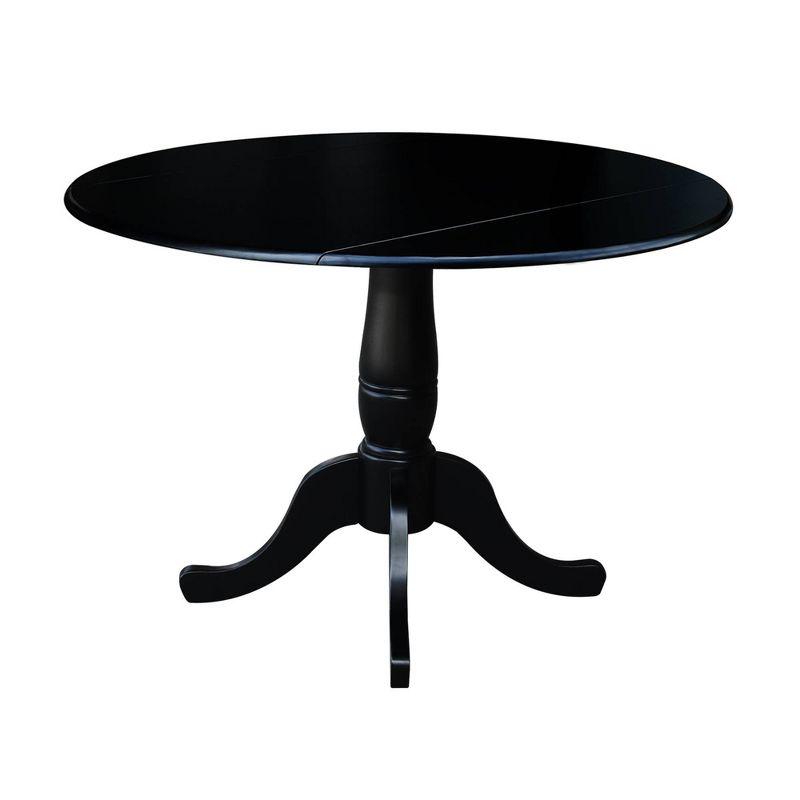 42" Round Black Wood Extendable Dining Table