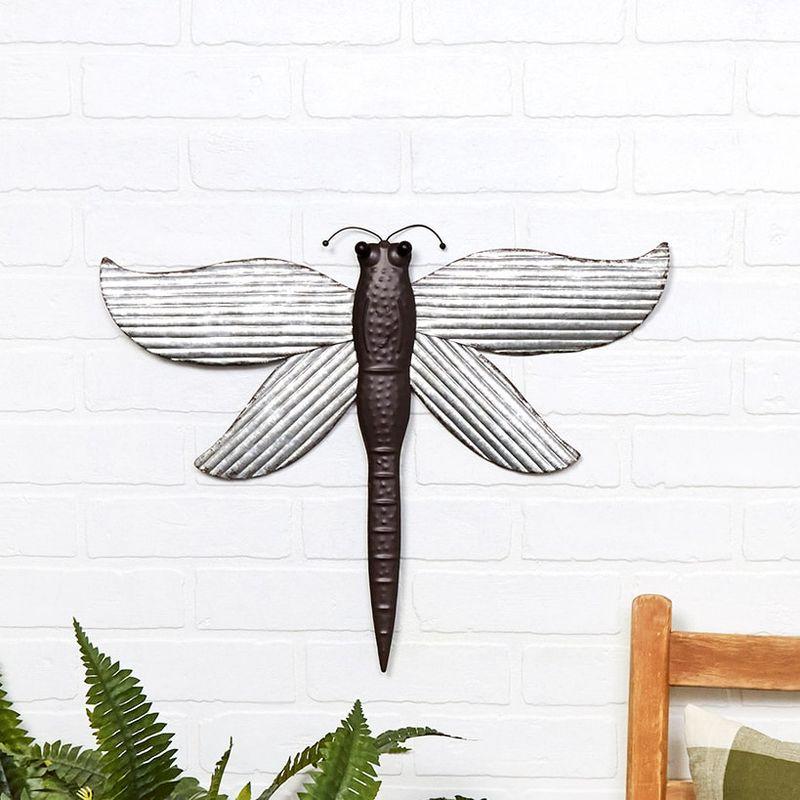 Galvanized Metal Dragonfly Wall Decor for Indoor/Outdoor