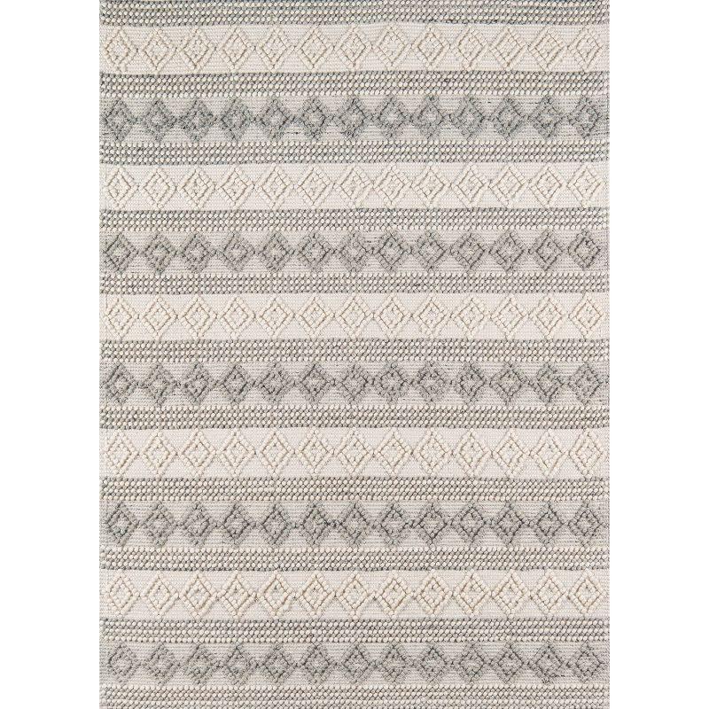 Southwest Elegance Hand-Tufted Wool Rug in Blue Geometric, 5' x 7'