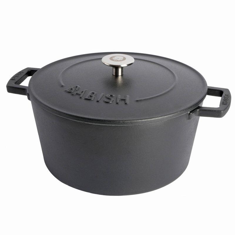 Gibson Home Babish 6qt Round Matte Enamel Cast Iron Dutch Oven: 14.75" Braisers, Hand Wash, Non-Induction Compatible