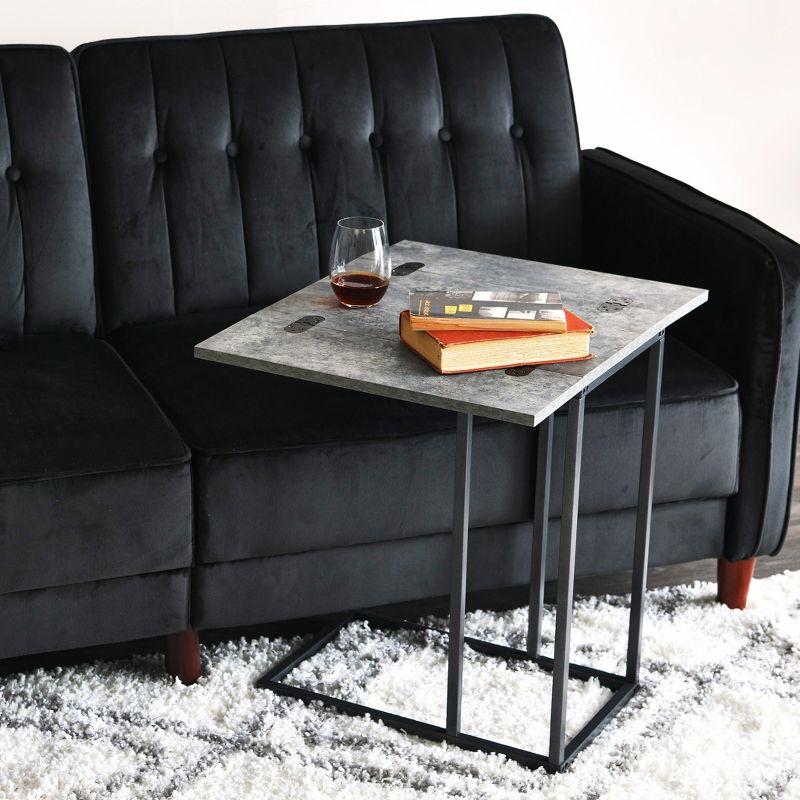 Jamestown Gray and Black Metal Extendable C-Shaped Side Table