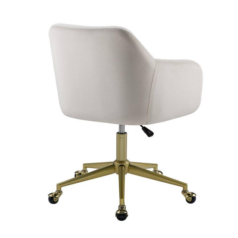 Imogen Modern Swivel Office Desk Chair Off-White - Linon: Quilted Back, Chrome-Plated Base, Adjustable Height