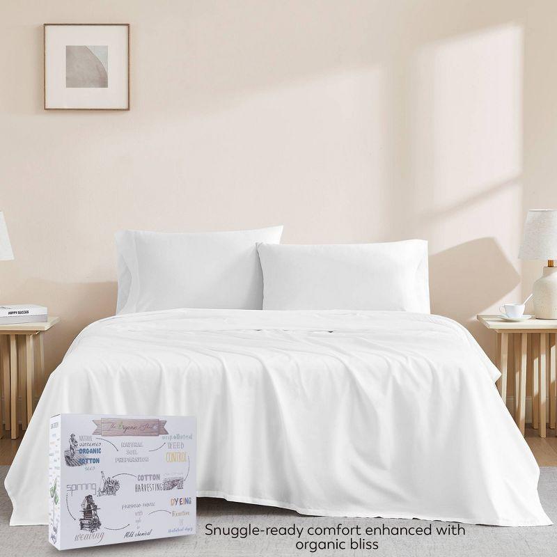 Twin White Organic Cotton Percale Deep Pocket Sheet Set