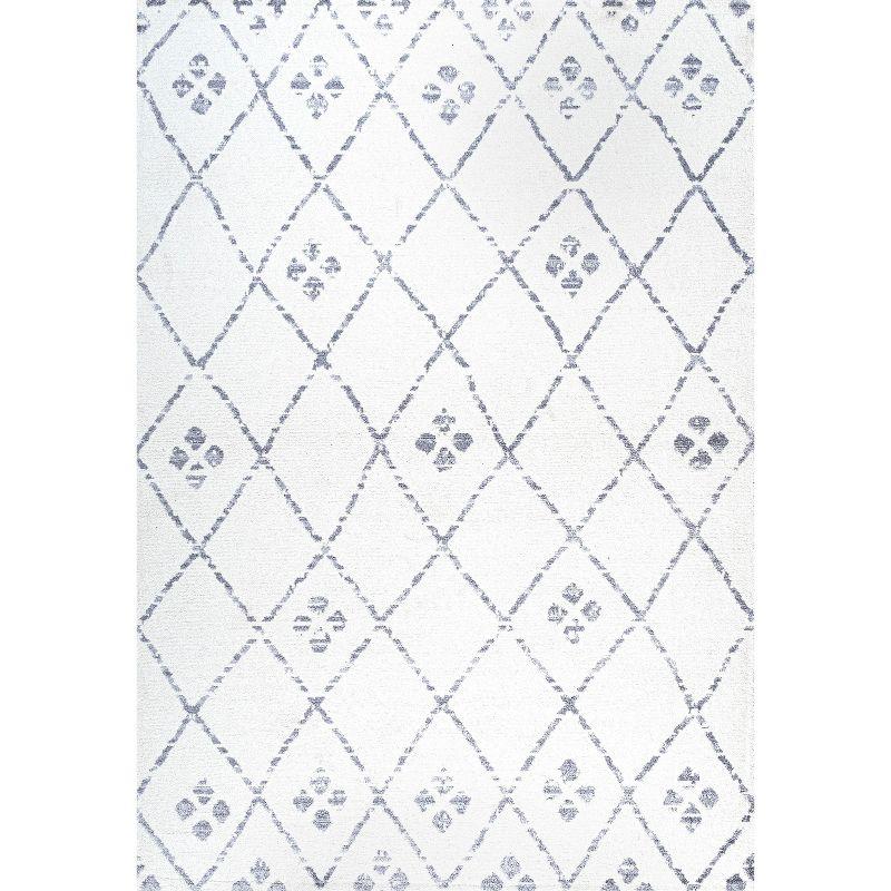 3' X 5' Izil Moroccan Geometric Diamond Area Rug, Ivory/Light Gray - JONATHAN Y