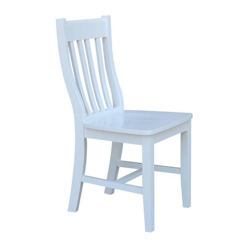 Elegant White Solid Wood High Slat Side Chairs, Set of 2