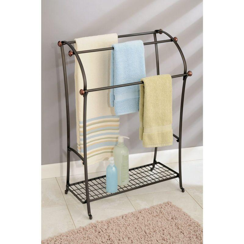 mDesign Large 3-Tier Standing Metal Bathroom Towel Holder Stand