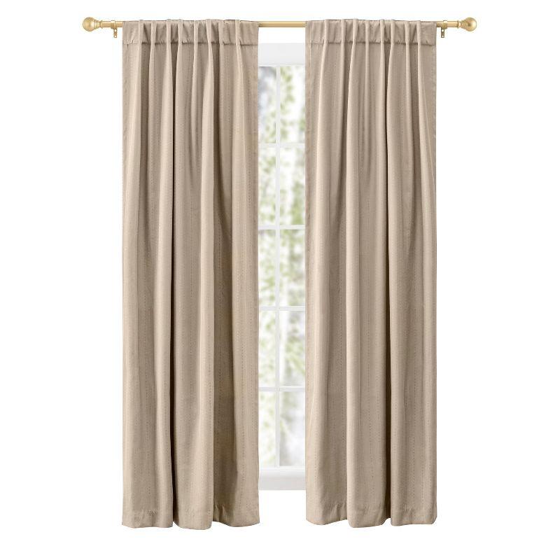 Extra Wide Greige Polyester Room-Darkening Pleated Drapes