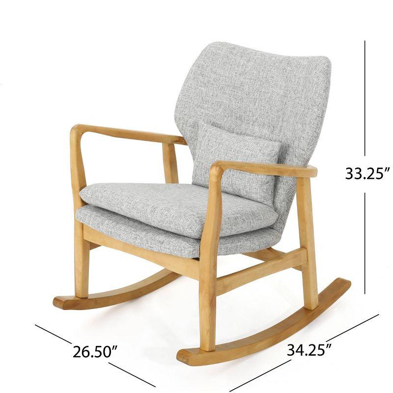 Benny Mid Century Modern Fabric Rocking Chair Light Gray: Birch Frame, Tufted Back - Christopher Knight Home