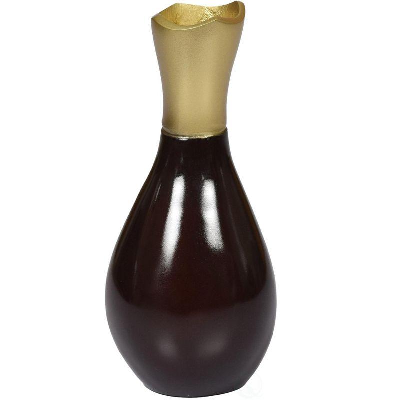 Uniquewise Aluminium-Casted Modern Decorative Flower Table Vase, Two Tone Brown and Gold 6.75 Inch