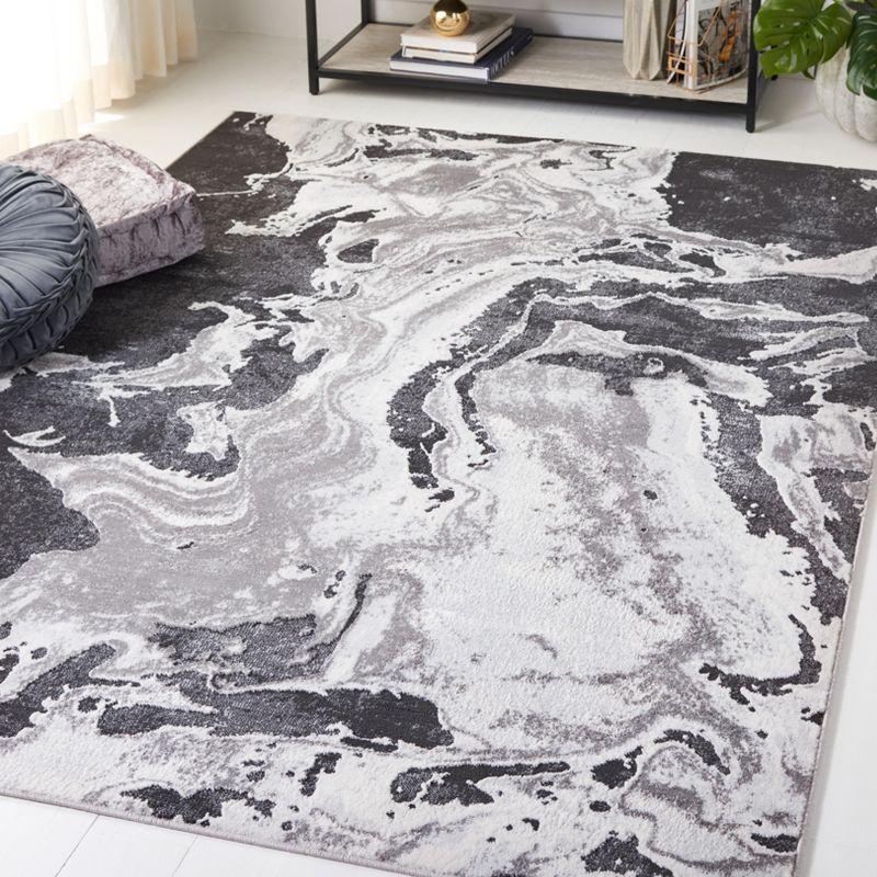 Amelia Charcoal and Grey Abstract Square Area Rug