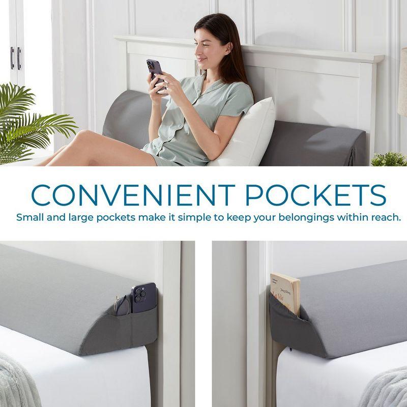 Nestl Bed Wedge Pillow for Headboard, Bed Gap Filler Twin Size with Side Pockets