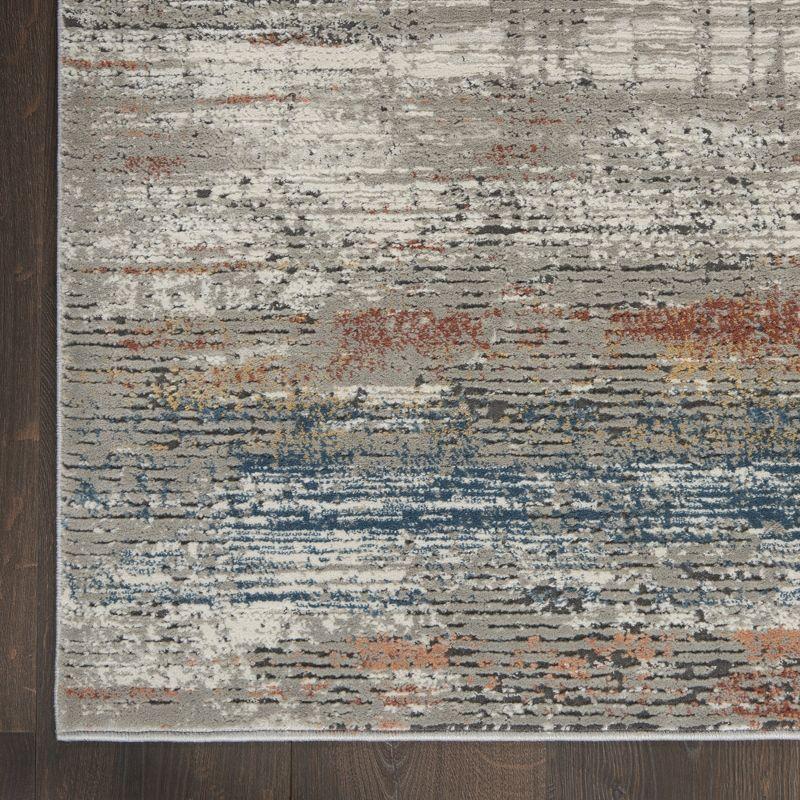 Nourison Rustic Textures Modern Distressed Indoor Area Rug Grey/Multi 2'2" x 7'6"