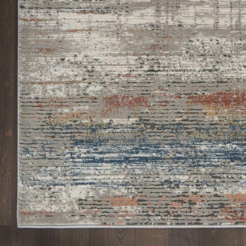 Abstract Mineral Tones 26'' Hand-Knotted Gray Synthetic Area Rug