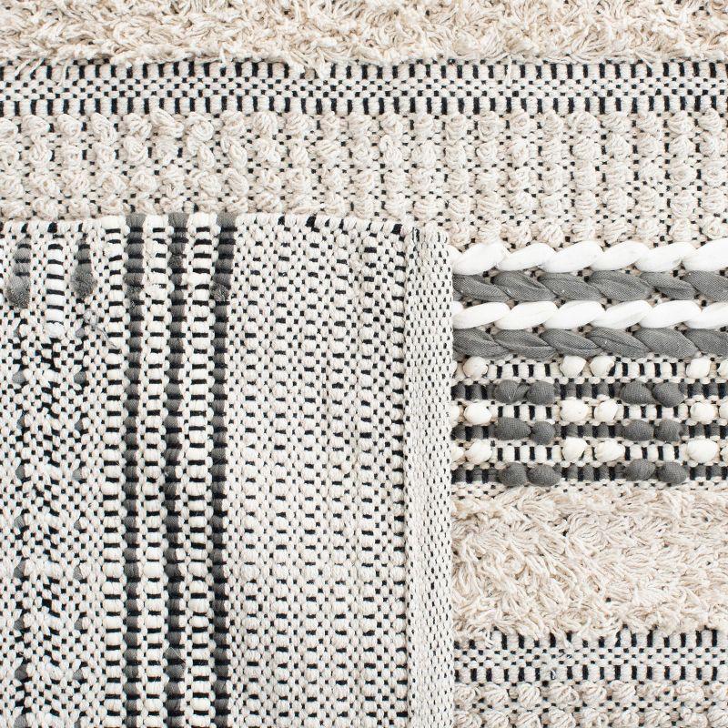 Gray and Beige Handwoven Wool Cotton 8' x 10' Area Rug