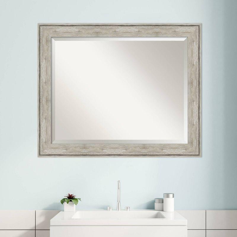 Crackled Framed Bathroom Vanity Wall Mirror Metallic - Amanti Art