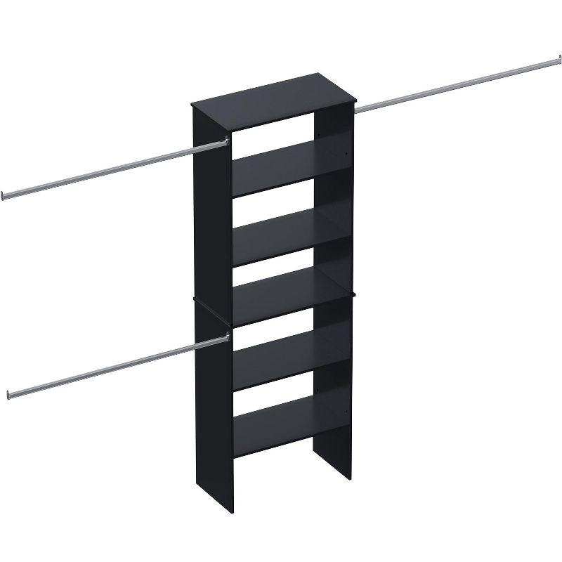 LOVMOR Wood Closet Organizer Starter Kit Tower with 3 Hang Rods