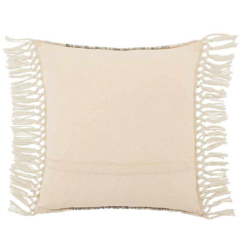Boho Tasseled Geometric Gray Poly-Filled 18" Square Pillow
