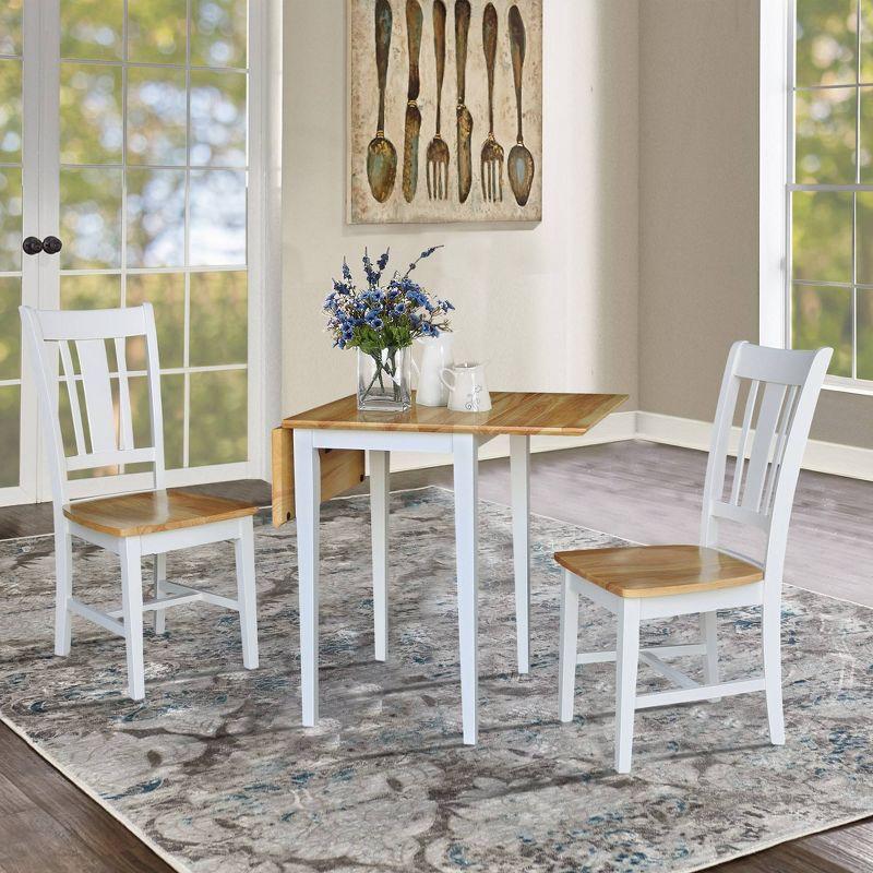 Cain Small Dual Drop Leaf Dining Set with 2 San Remo Chairs White/Natural - International Concepts: Compact, Space-Saving Design