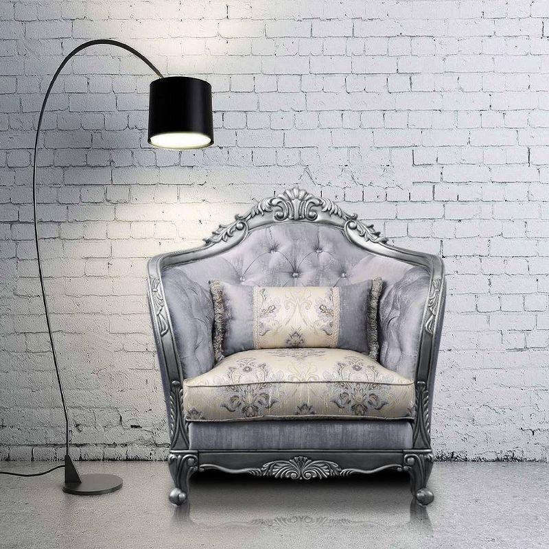 Acme Furniture 43" Ariadne Fabric Chair Platinum: Upholstered Linen, Wood Frame, No Assembly Required