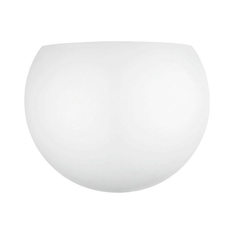 Shiny White Half Moon 1-Light Wall Sconce