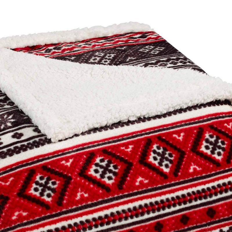 Fair Isle Black Full/Queen Reversible Sherpa Fleece Blanket