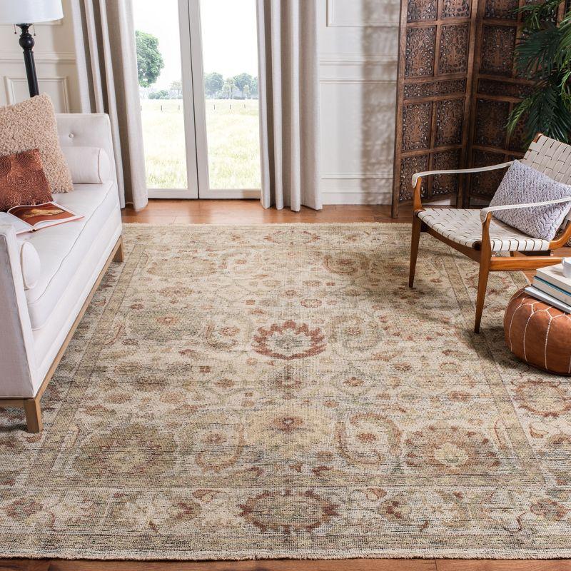 Ivory Geometric 9' x 12' Hand-Knotted Wool Area Rug