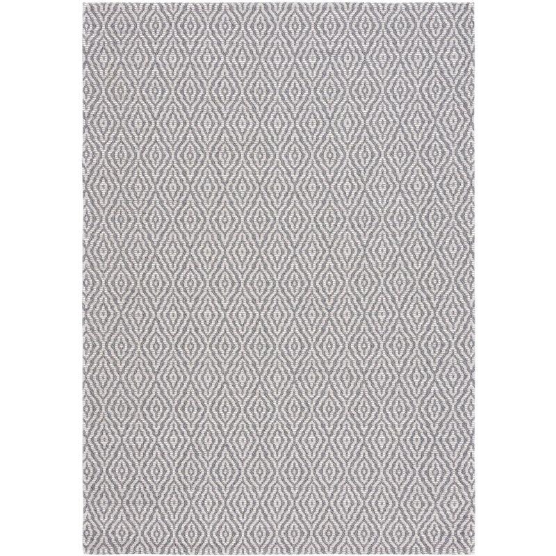 Gray Trellis Wool Handmade Reversible Rectangular Rug 3' x 5'