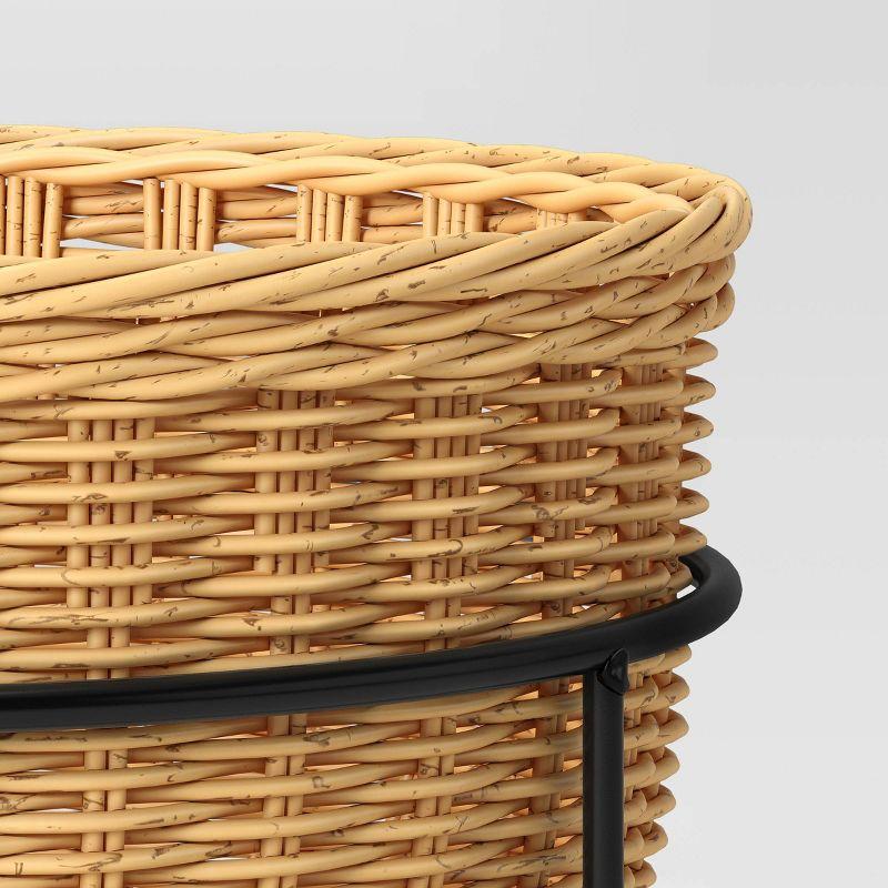 Small Wicker/Metal Indoor Outdoor Plant Stand Black/Cream 12.2"x12.2"x18.5" - Threshold™ designed with Studio McGee