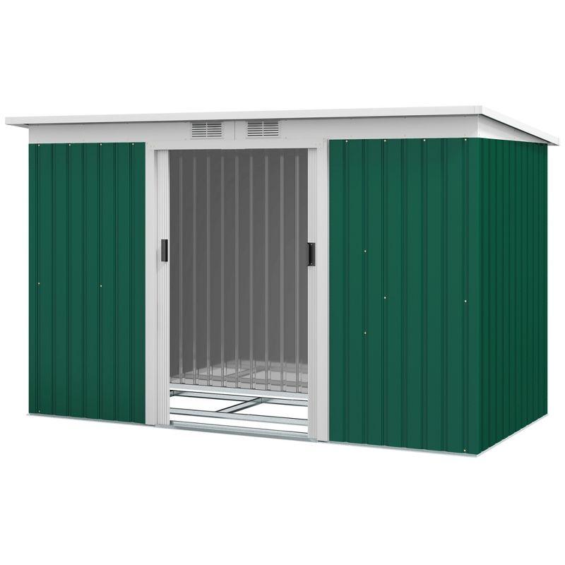 Outsunny Metal Garden Storage Shed Tool House with Sliding Door Spacious Layout & Durable Construction for Backyard, Patio, Lawn