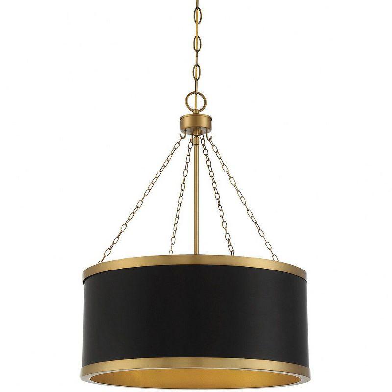 Delphi Vintage Hollywood 6-Light Black and Warm Brass Drum Pendant