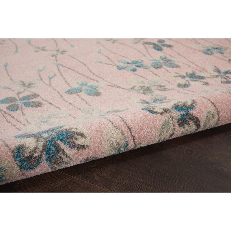 Nourison Tranquil 5'3" X 7'3" (5' x 7') Pink Area Rug Bohemian Botanical Vine and Bloom by Nourison