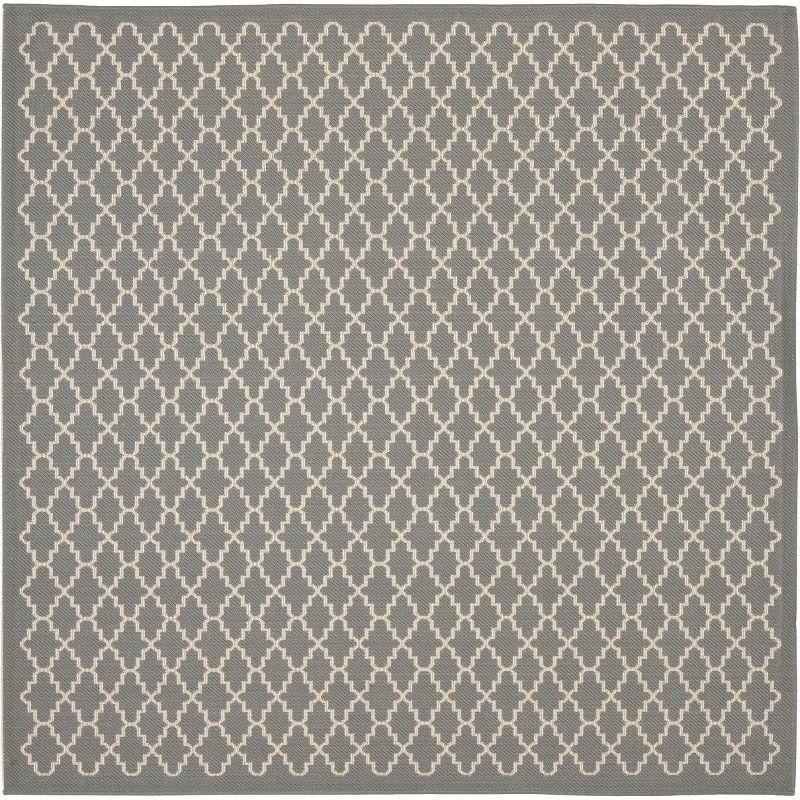 Courtyard CY6919 Power Loomed Indoor and Outdoor Area Rug - Anthracite/Beige - 4'x4' - Safavieh