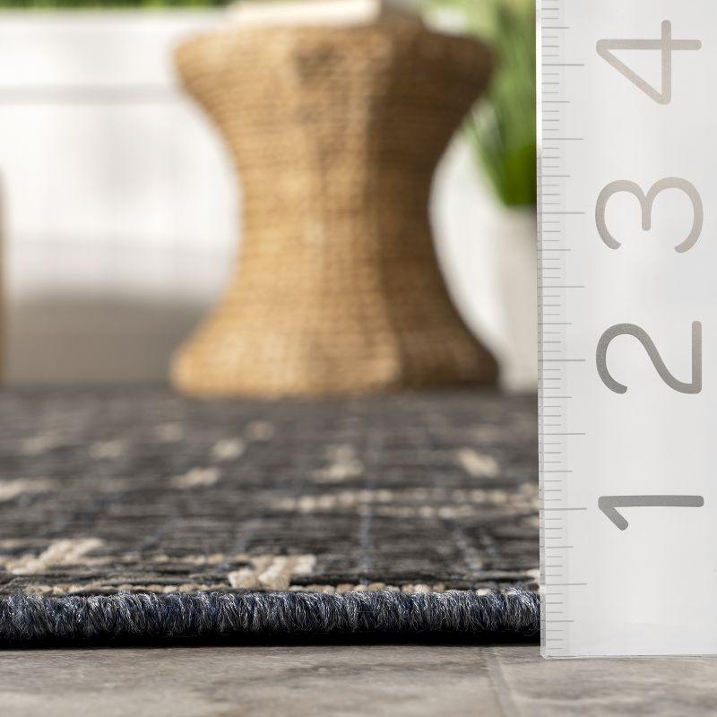 Reversible Gray Stripe Synthetic 8' x 10' Indoor/Outdoor Rug