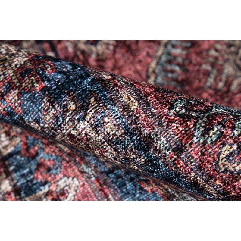 5'x8' Karachi Rezi Area Rug Burgundy - Momeni: Geometric Bohemian, Rubber Backed, Medium Pile, Indoor Use