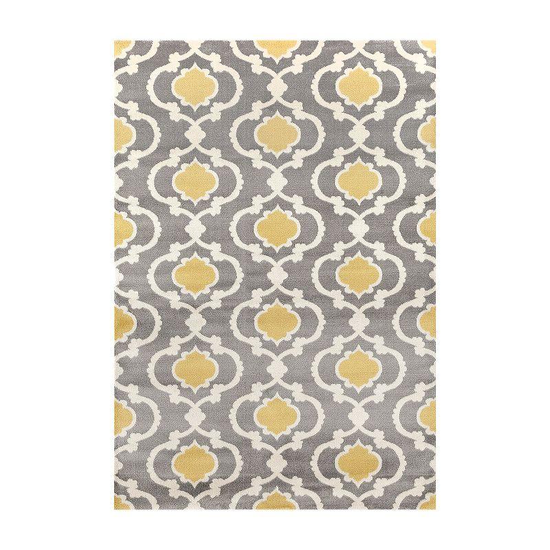 World Rug Gallery Moroccan Trellis Contemporary Indoor Area Rug - Yellow gray 6'6" x 9'