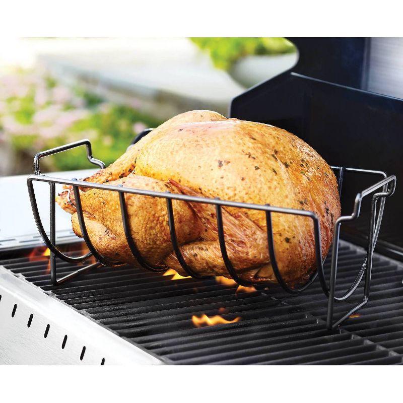 Nonstick Reversible Rib Rack - Outset: Steel Grill Cookware, Hand Wash, Smoker & Taco Oven Compatible