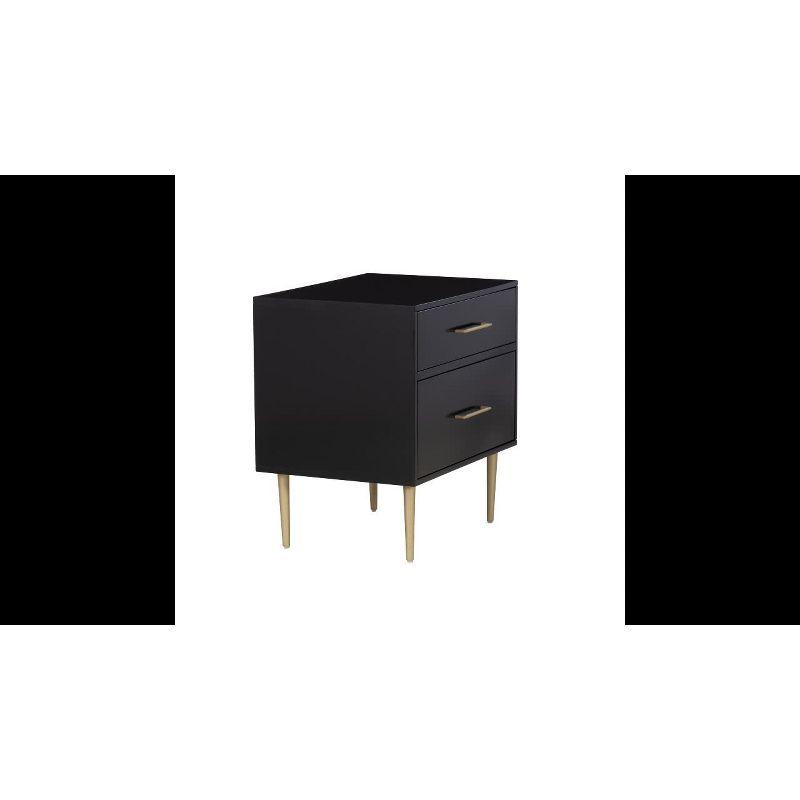 White and Gold 2-Drawer Nightstand with Sleek Design