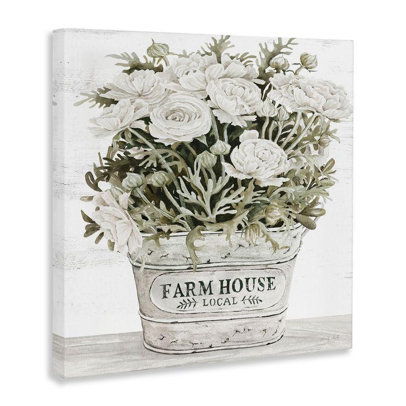 Stupell Industries Farmhouse Planter White Rose Blossoms, 17" x 17"