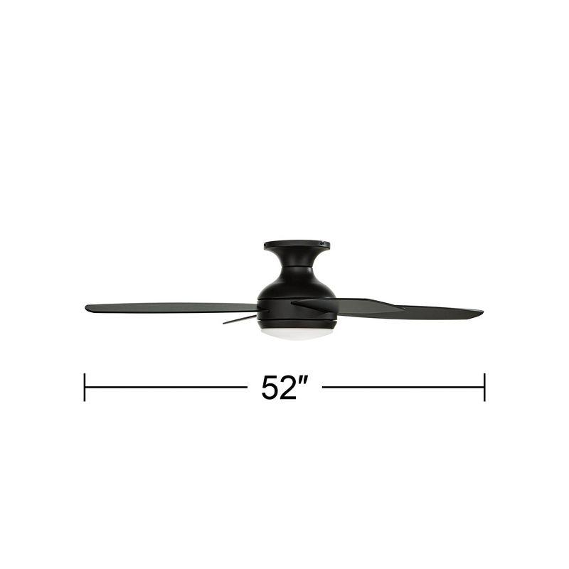 52" Casa Vieja Elite Modern Indoor Hugger Ceiling Fan with LED Light Remote Control Black Opal Glass for Living Room Kitchen House Bedroom Family Home