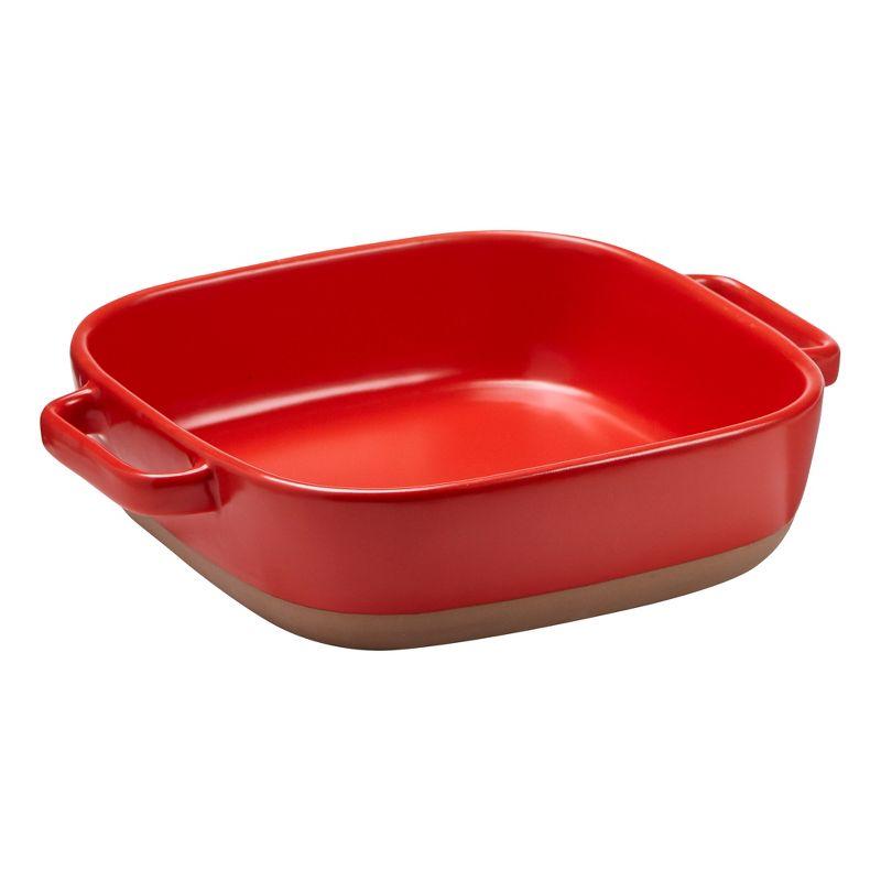 10.5" Red Stoneware Square Baker with Handles