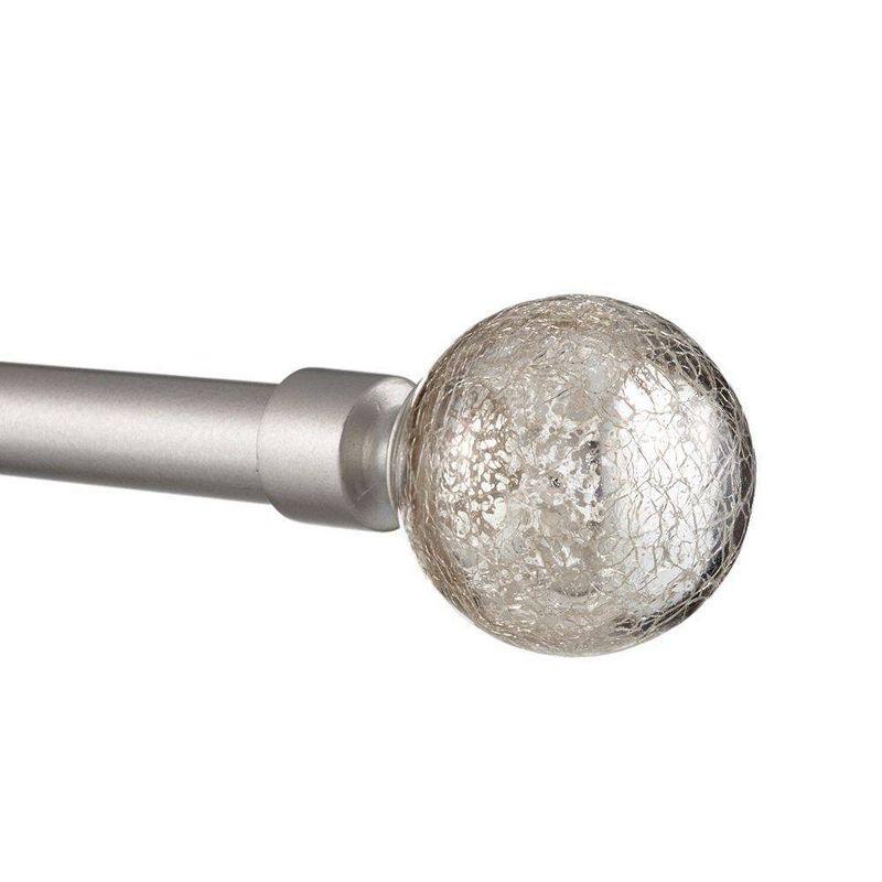 Exclusive Home 36"-72" Silver Aged Sphere Curtain Rod - Matte Silver