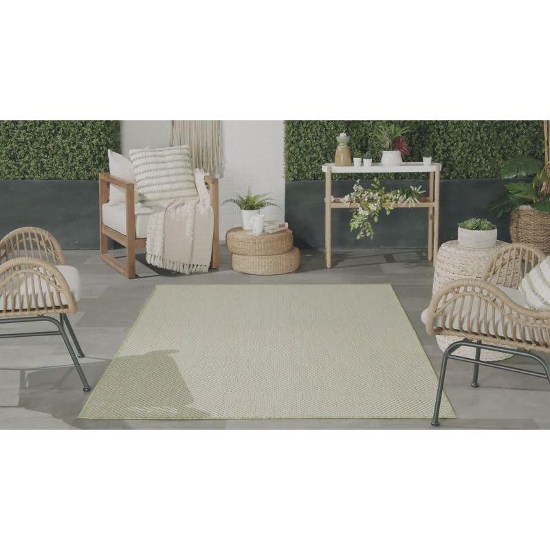 Nourison 2'2" x 10' Courtyard Modern Easy Care Flatweave Indoor Outdoor Runner Rug Ivory/Charcoal