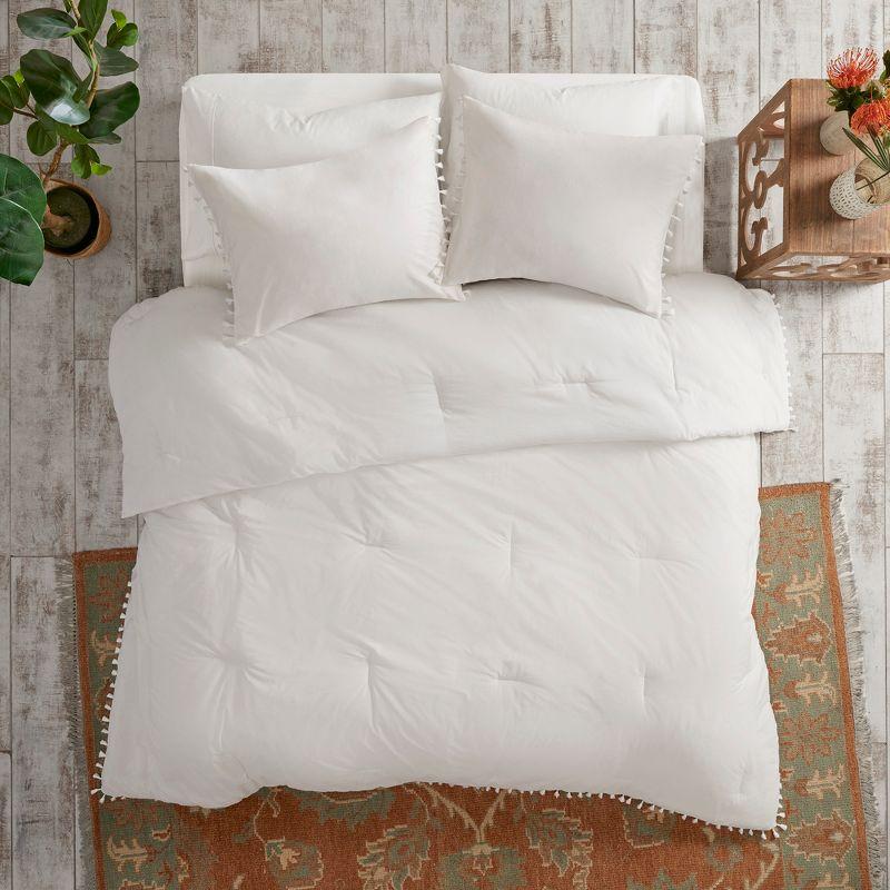 Bohemian Ivory Full/Queen Cotton Comforter Set with Tassel Trims