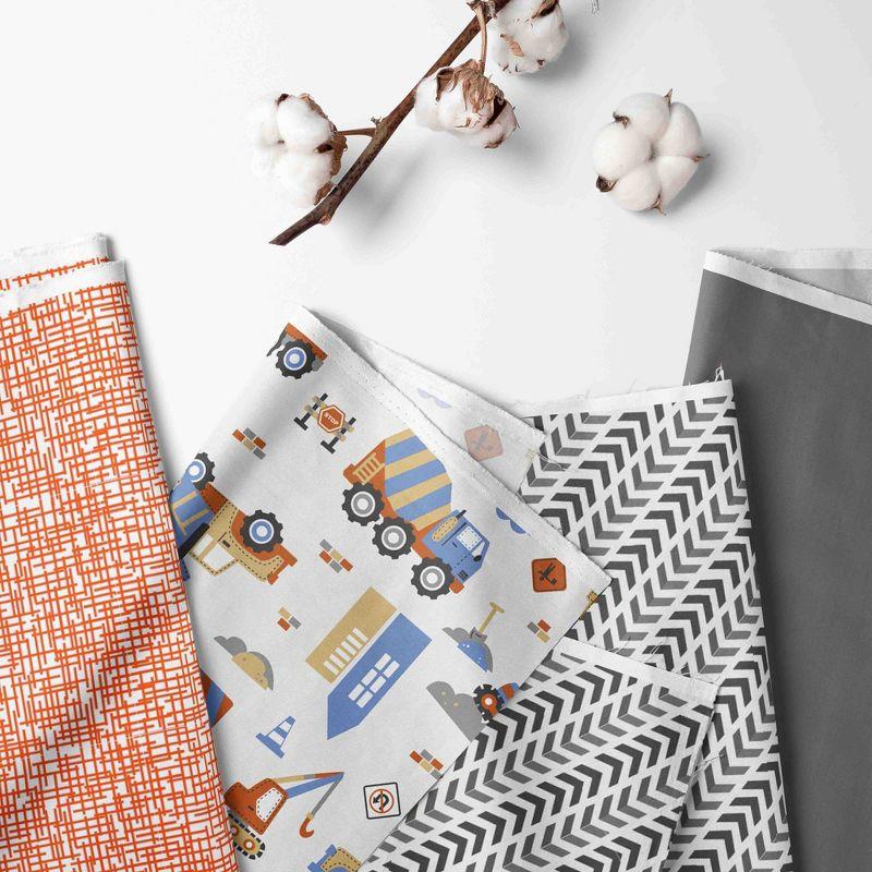 Bacati - Construction Yellow Orange Blue Gray 10 pc Crib Bedding Set with 2 Crib Fitted Sheets