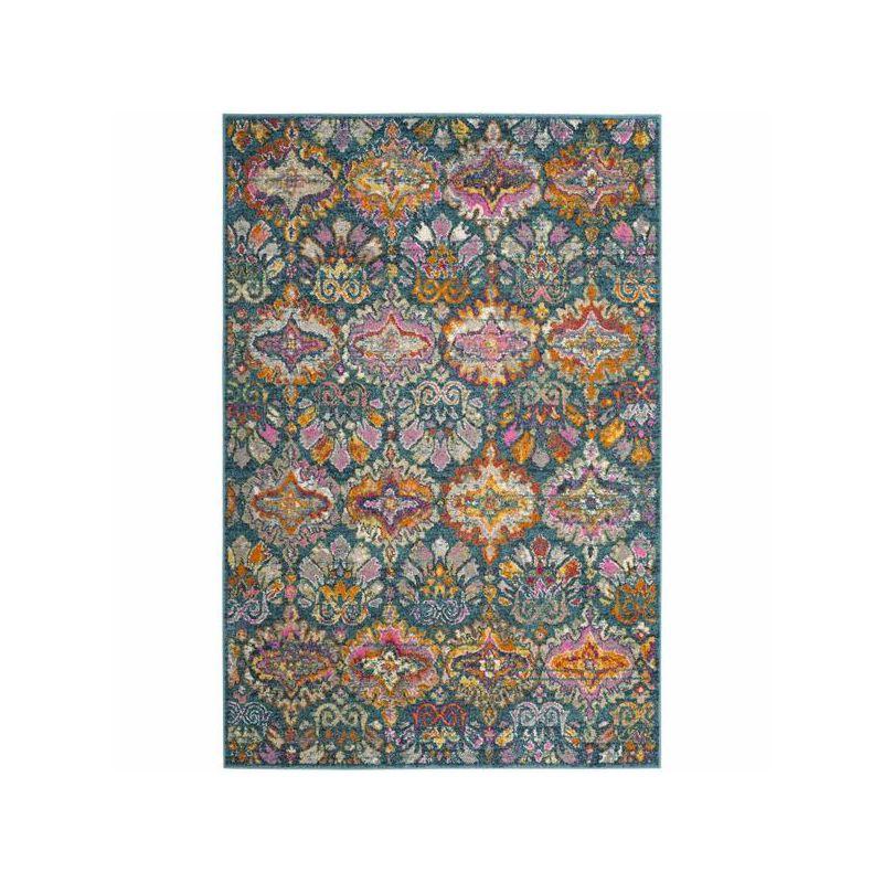 Madison MAD144 Power Loomed Indoor Area Rug - Blue/Orange - 5'x7' - Safavieh