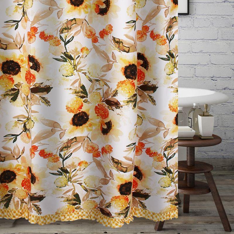 Somerset Gold Watercolor Sunflower Shower Curtain 72" x 72"