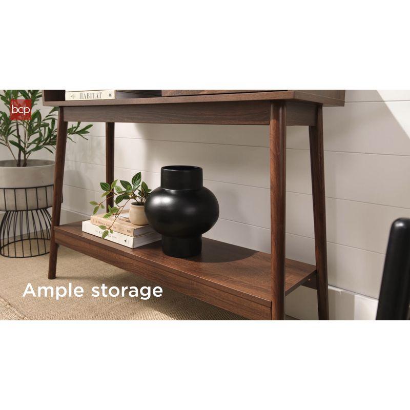 George Oliver Khassidy Mid-Century Modern Hallway Console Table, Space-Saving Sofa Table w/ Cubby, Drawer