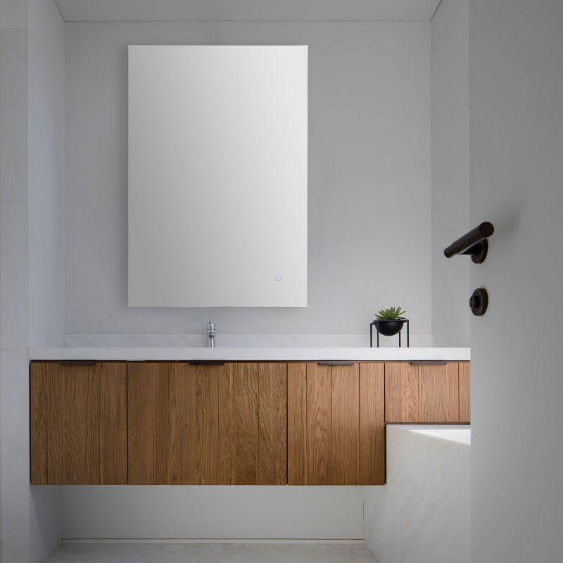 Nora 44" x 32" Sleek Frameless Anti-Fog LED Bathroom Vanity Mirror with Tri-Color Light