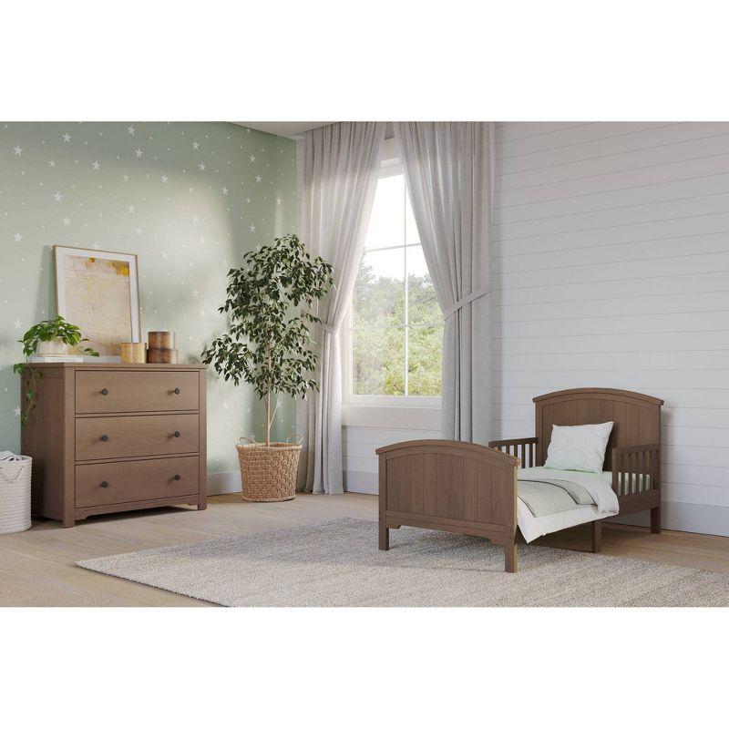 Dusty Heather Pine Toddler Bed with Guard Rails and Headboard