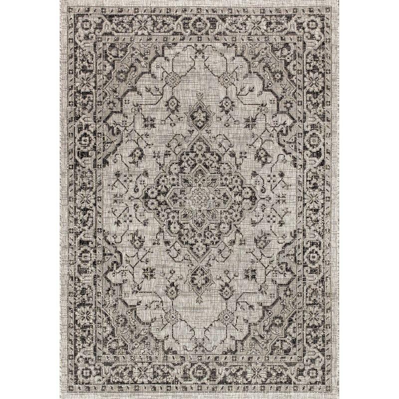 Rozetta Boho Medallion Textured Weave Indoor/Outdoor Area Rug  - JONATHAN Y